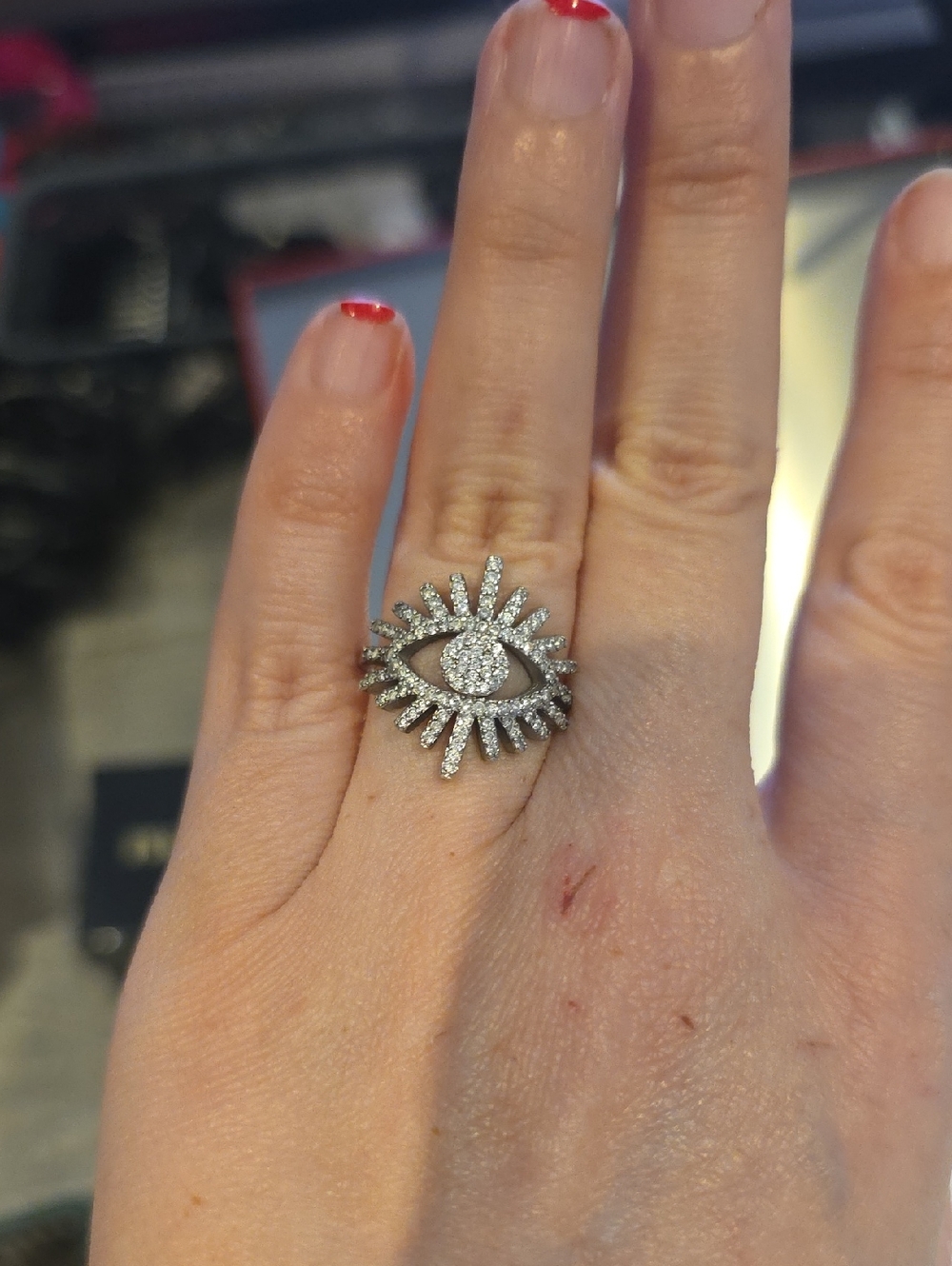 Evil Eye Sunburst Ring in Sterling Silver- Women's Fashion Jewelry